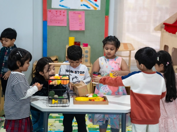 Front view of the Aga Khan Academy Dhaka’s red-brick academic building