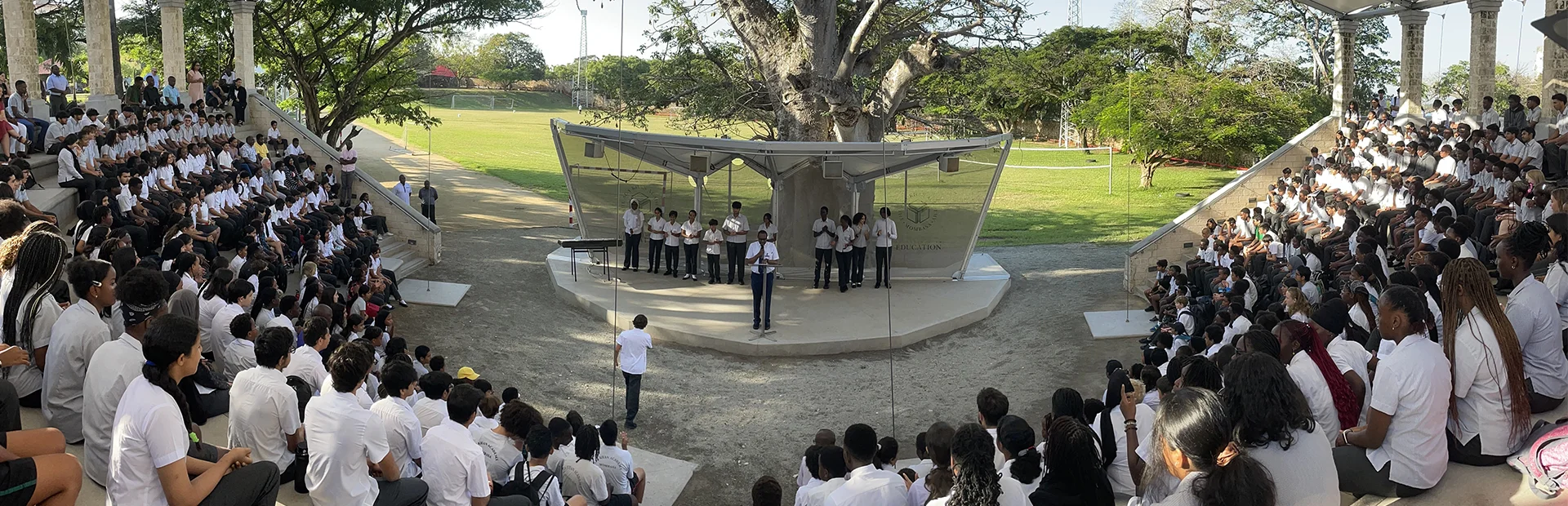 Assembly at the amphitheatre.